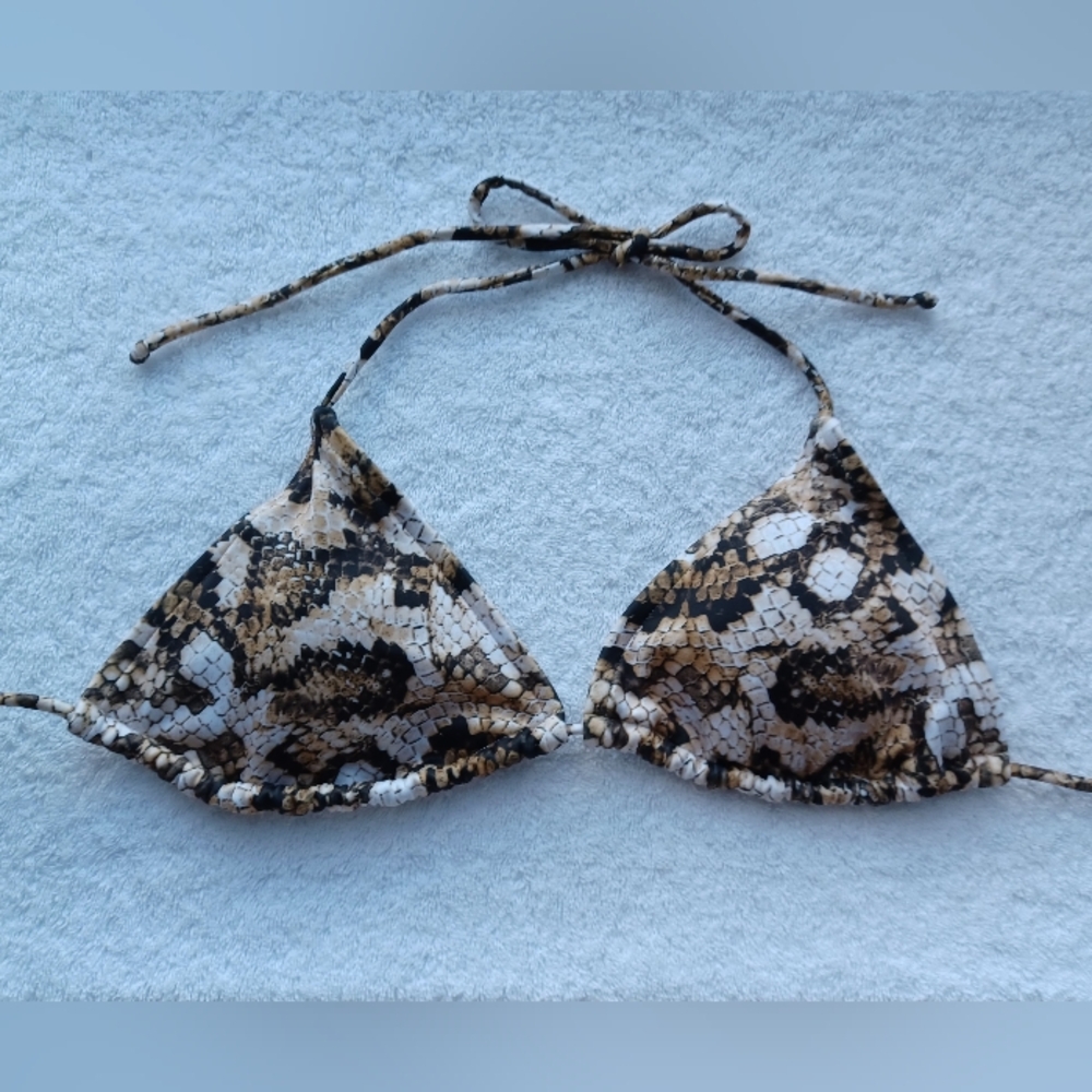 VENUS Snake Print Bikini Top - Brown and Black, Size 32D/34C/36B